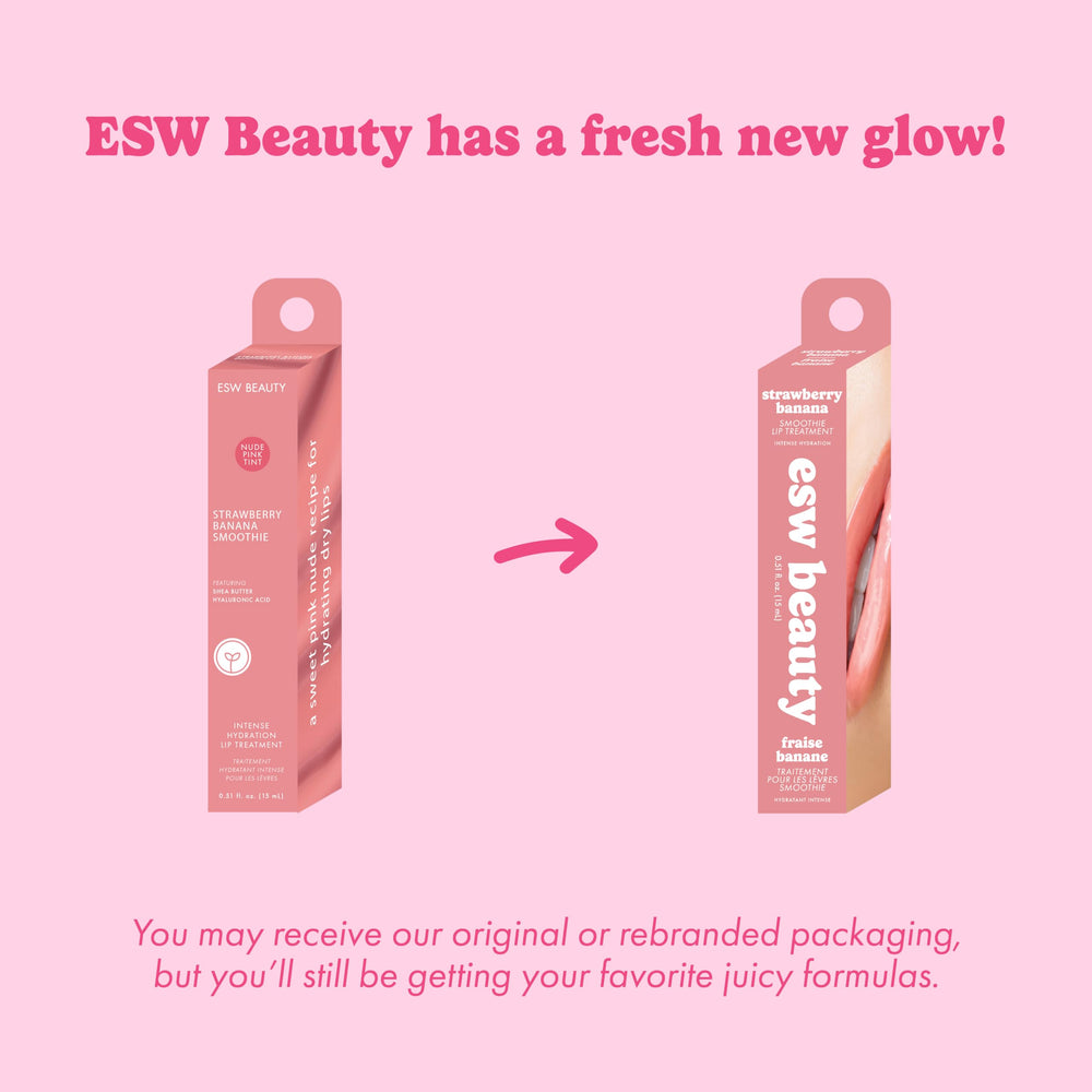 Texture crème lisse qui nourrit les lèvres avec le Smoothie fraise-banane.