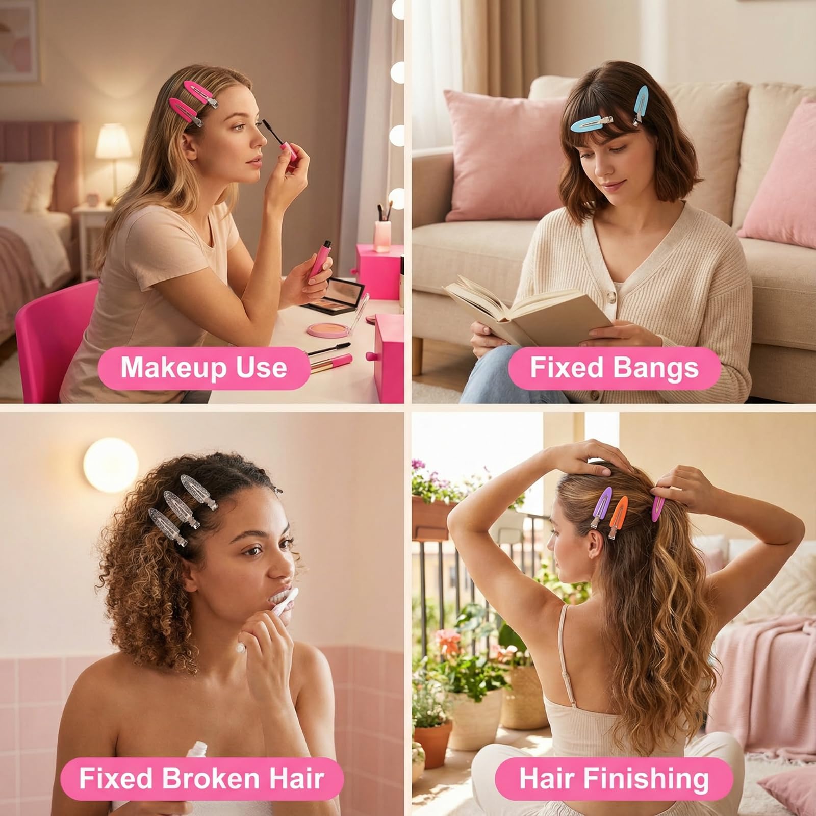 Épingle Eswala pour pin curls multicolore, idéale pour créer des ondulations temporaires.