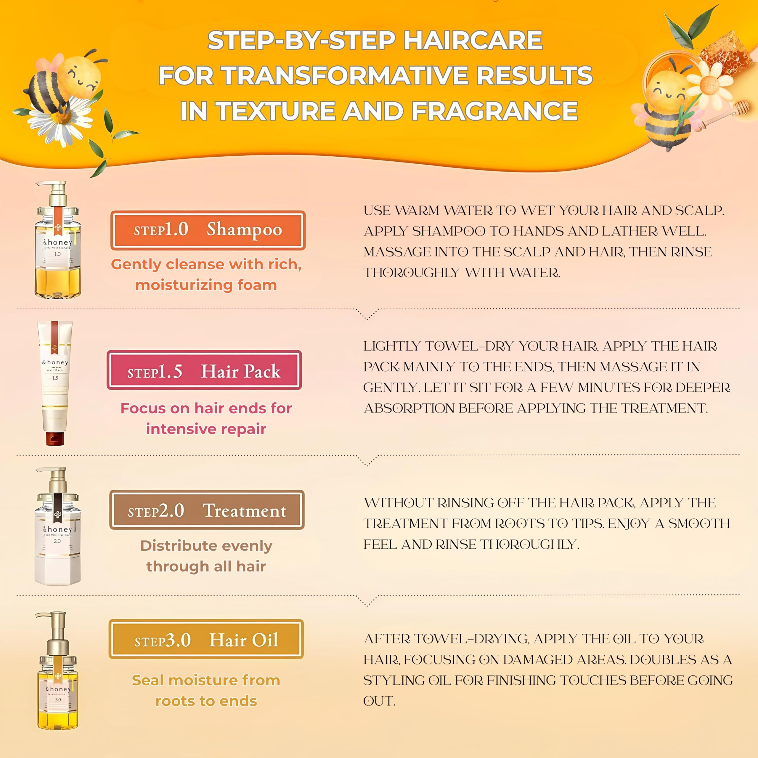 & Honey Melty 3.0 — rituel soin capillaire quotidien pour des cheveux soyeux.