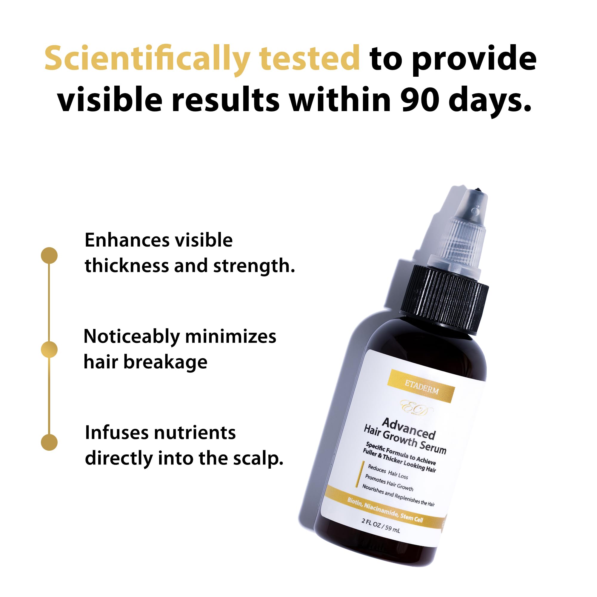 ETADERM Sérum Croissance Cheveux — Massage des mains lors de l’application pour détente.