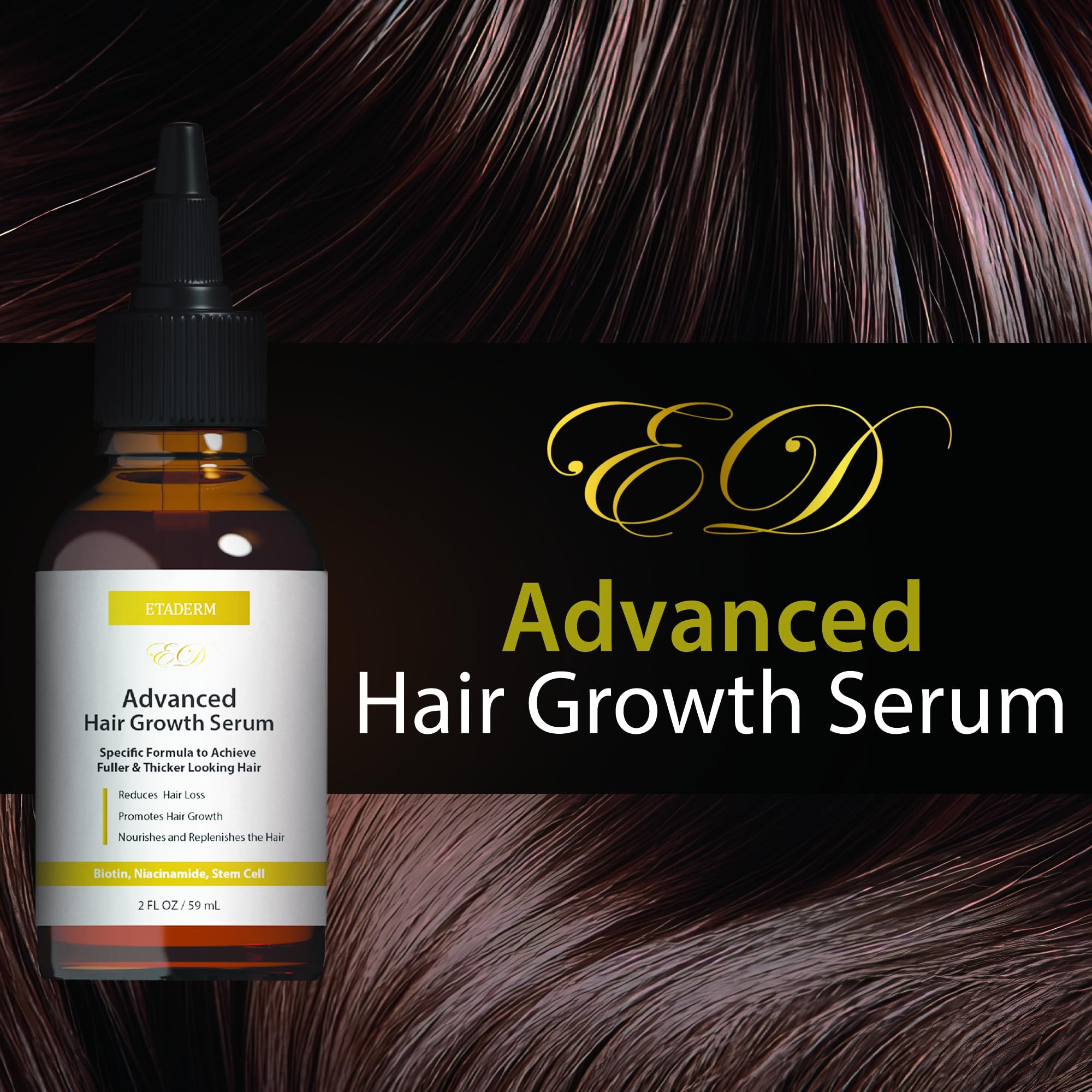 ETADERM Sérum Croissance Cheveux — Texture légère qui pénètre rapidement pour cuir chevelu rafraîchi.