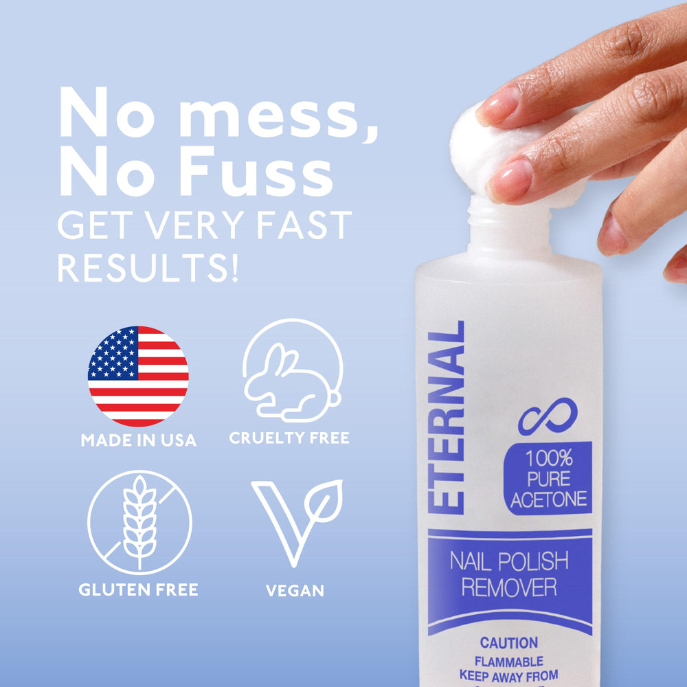 Eternal Acétone Pure: coton prêt pour une application facile sur l’ongle