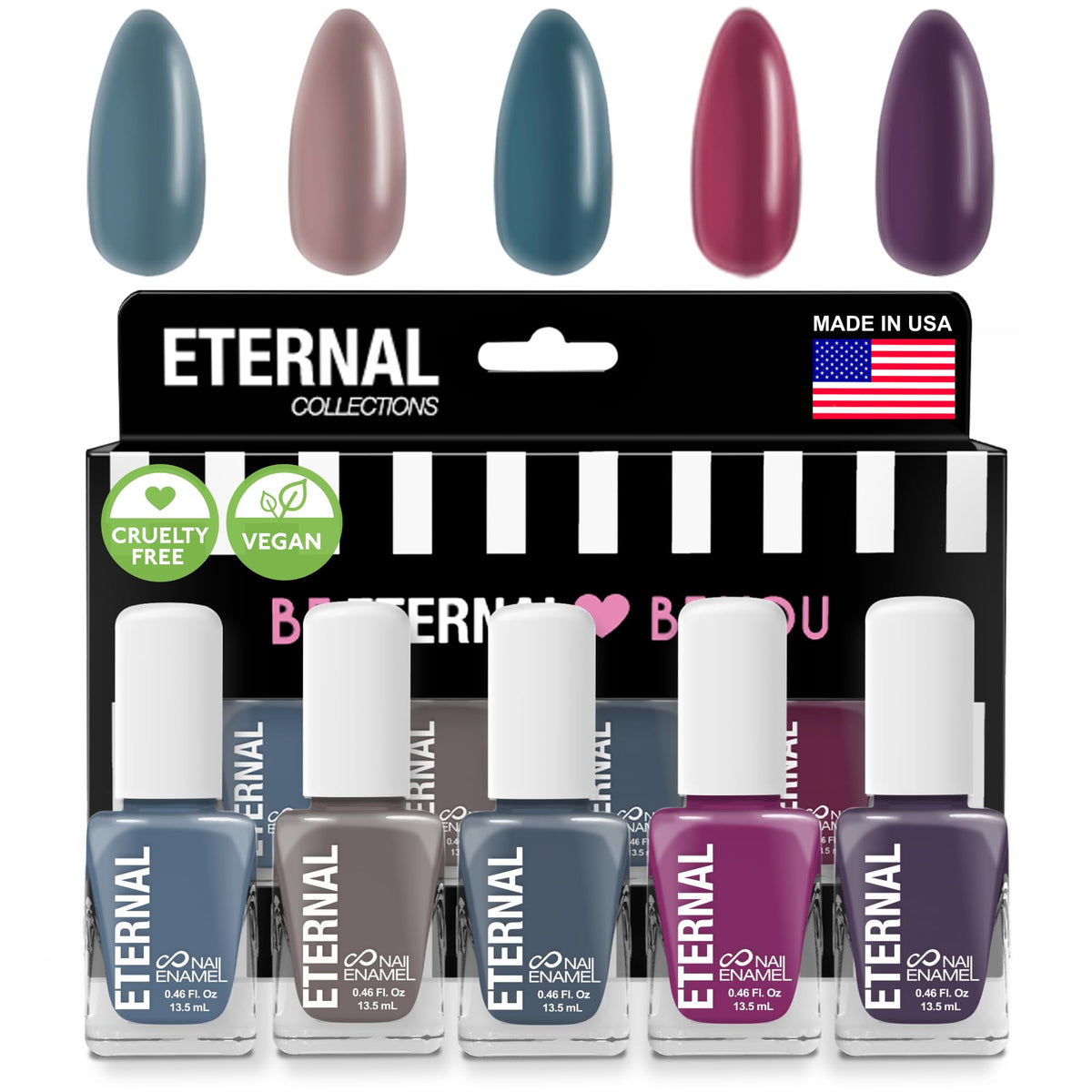 Eternal Blue Nail Polish Set bottle close-up shows rich color for bold manicures.