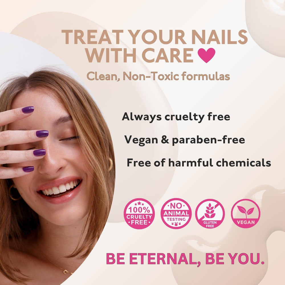 Finition brillante sur les ongles Eternal après application.