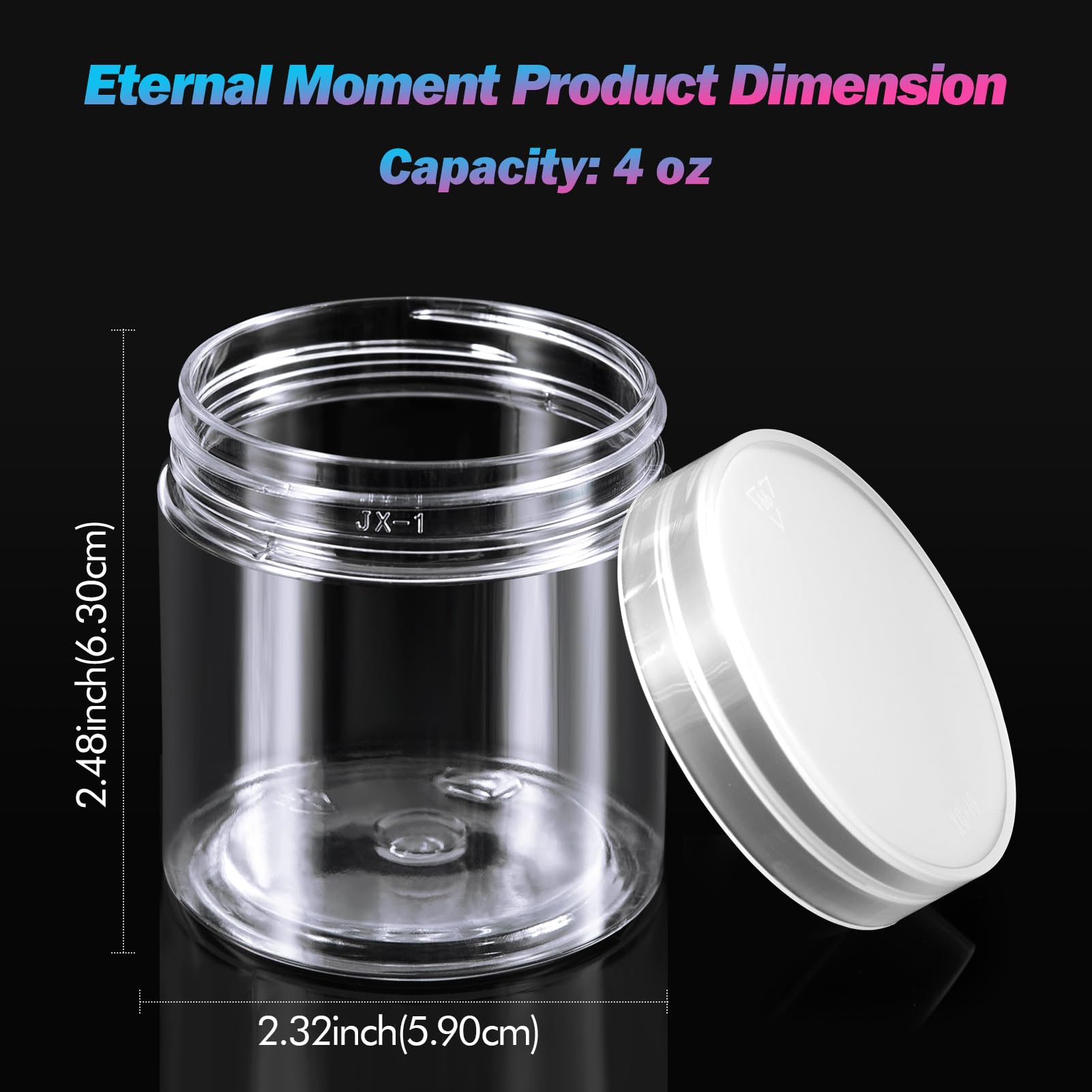Bocaux Eternal Moment 4oz avec couvercle transparent, pratique et sûr.