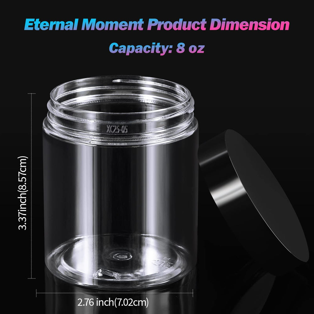 Pots Eternal Moment transparence 8oz, affichage clair des produits beauté.
