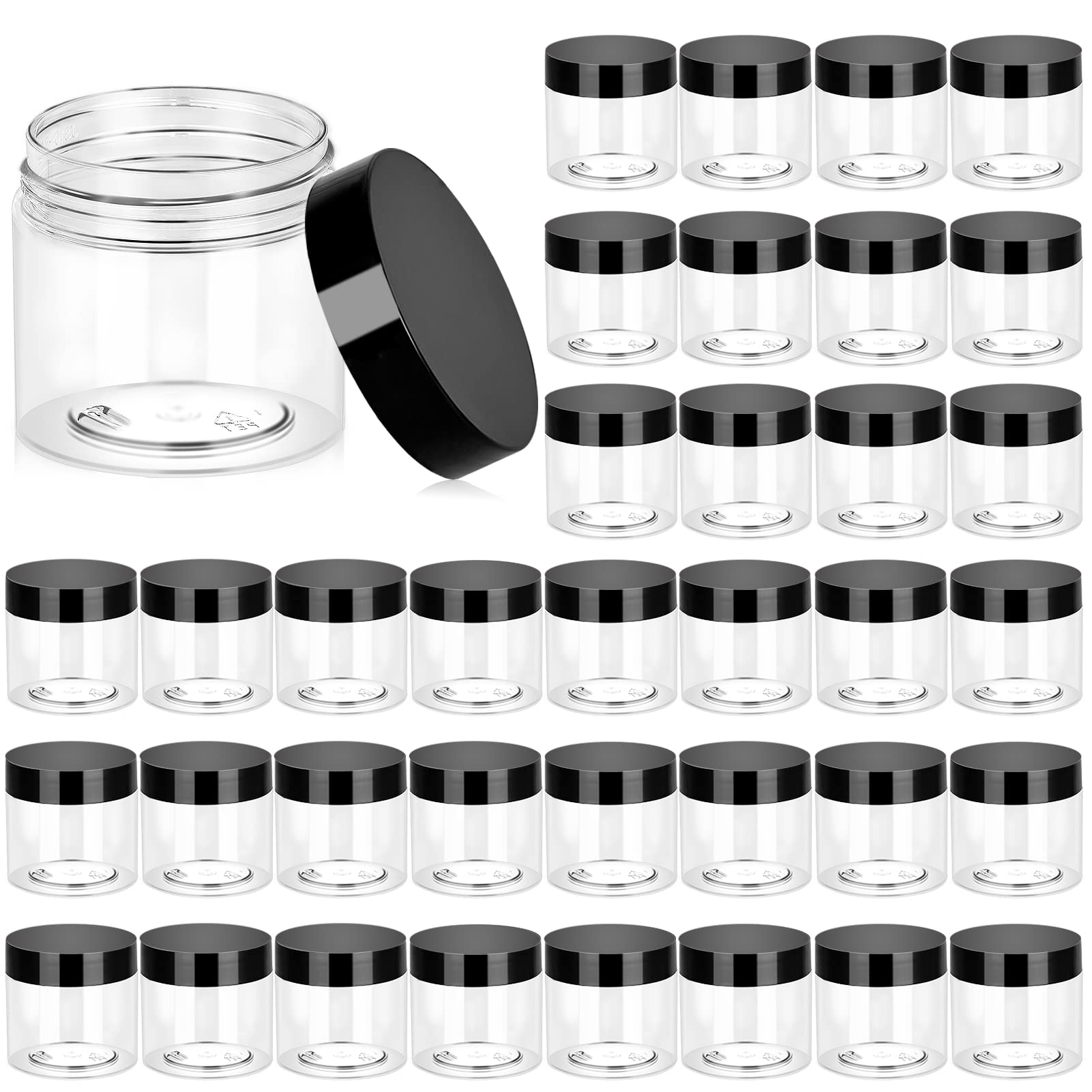 Pot plastique transparent Eternal Moment 6 oz avec couvercle, parfait pour échantillons et crèmes.