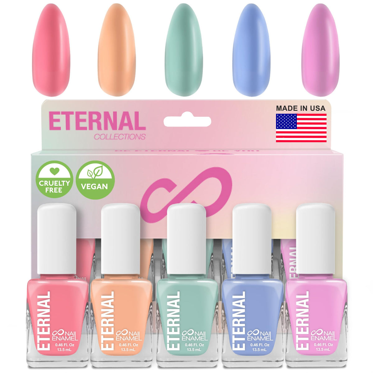 Vernis Eternal Pastel Rose: couleur douce, finition brillante et tenue confortable.