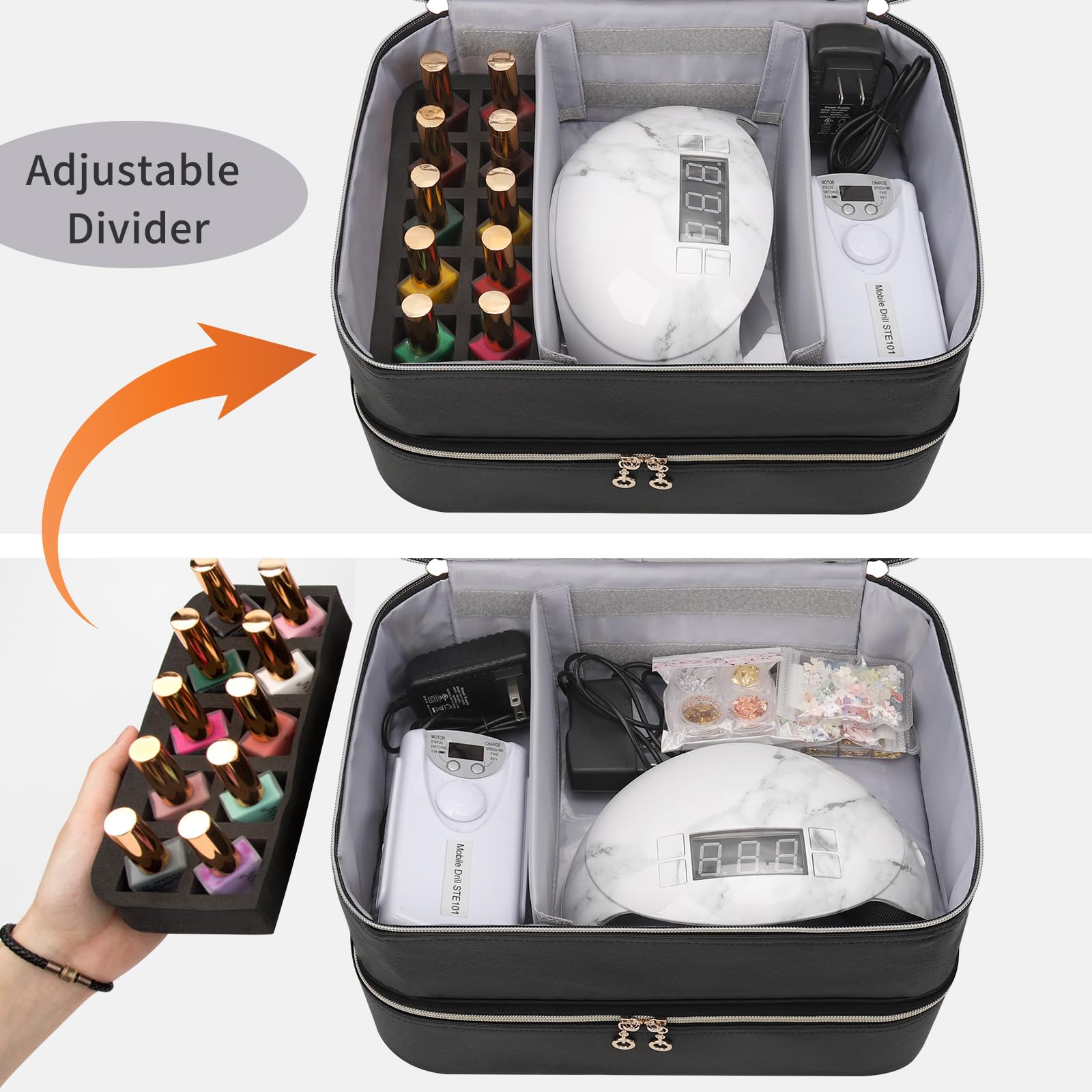 Ethereal organisateur-vernis compartiment supérieur: accueille lampe et outils professionnels