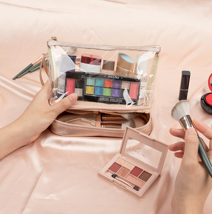 Ethereal sac-maquillage-double-couche : rangement structuré pour le maquillage et les pinceaux.