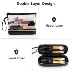 Sac maquillage à double couche Ethereal, séparation pratique pour pinceaux et rouges à lèvres