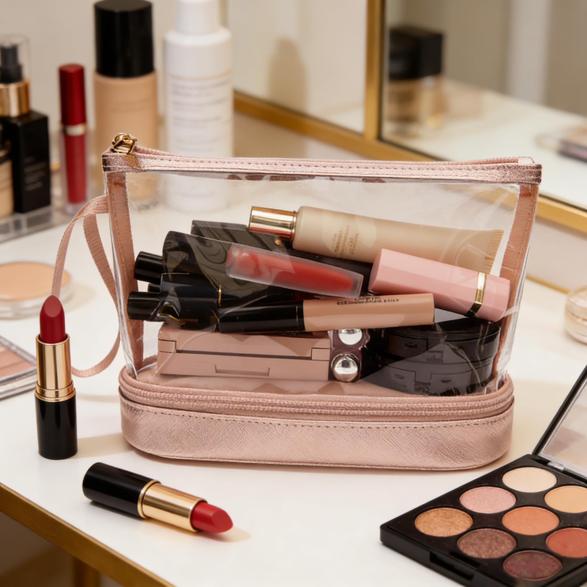 Ethereal sac-maquillage-materiau-premium-pvc-cuir : matériau léger et durable pour un usage quotidien.