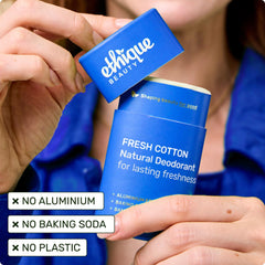 Ethique Déodorant Stick Coton Frais, emballage recyclable et compostable pour la planète.