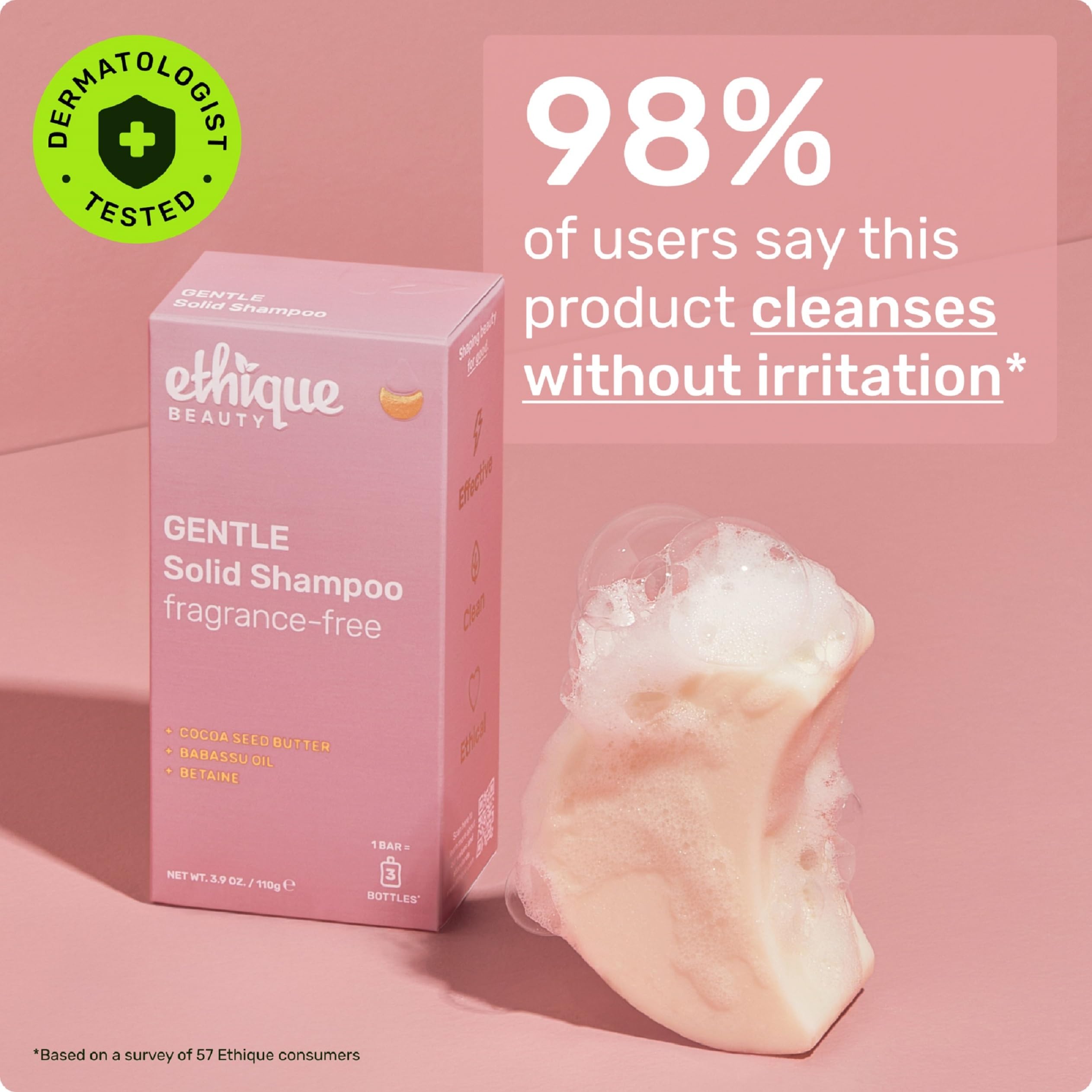 Ethique Gentle Unscented Shampoo Bar color-safe for color-treated hair