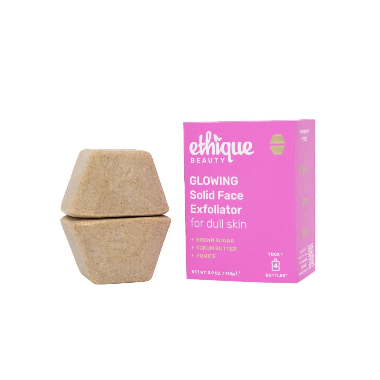 Ethique Glowing emballage carton compostable pour exfolier le visage en douceur