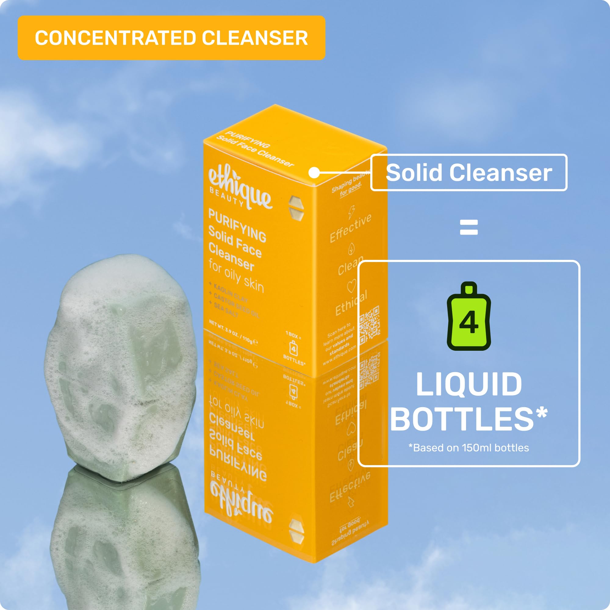 Ethique Purifiant ingrédients naturels argile française et sel marins pour nettoyage en douceur.