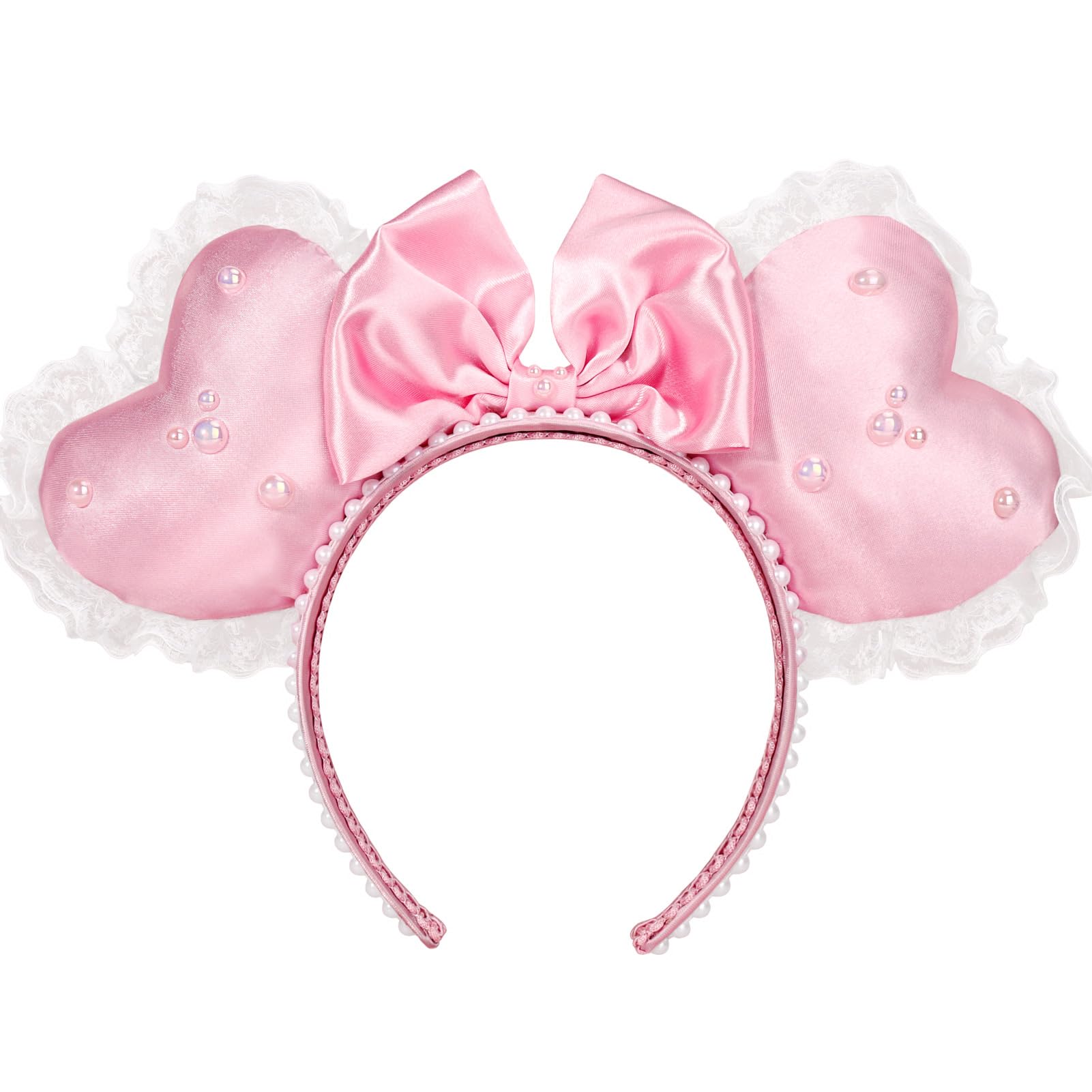 ETLUK serre-tête Coeur rose 3D en satin, parfait pour une soirée romantique.