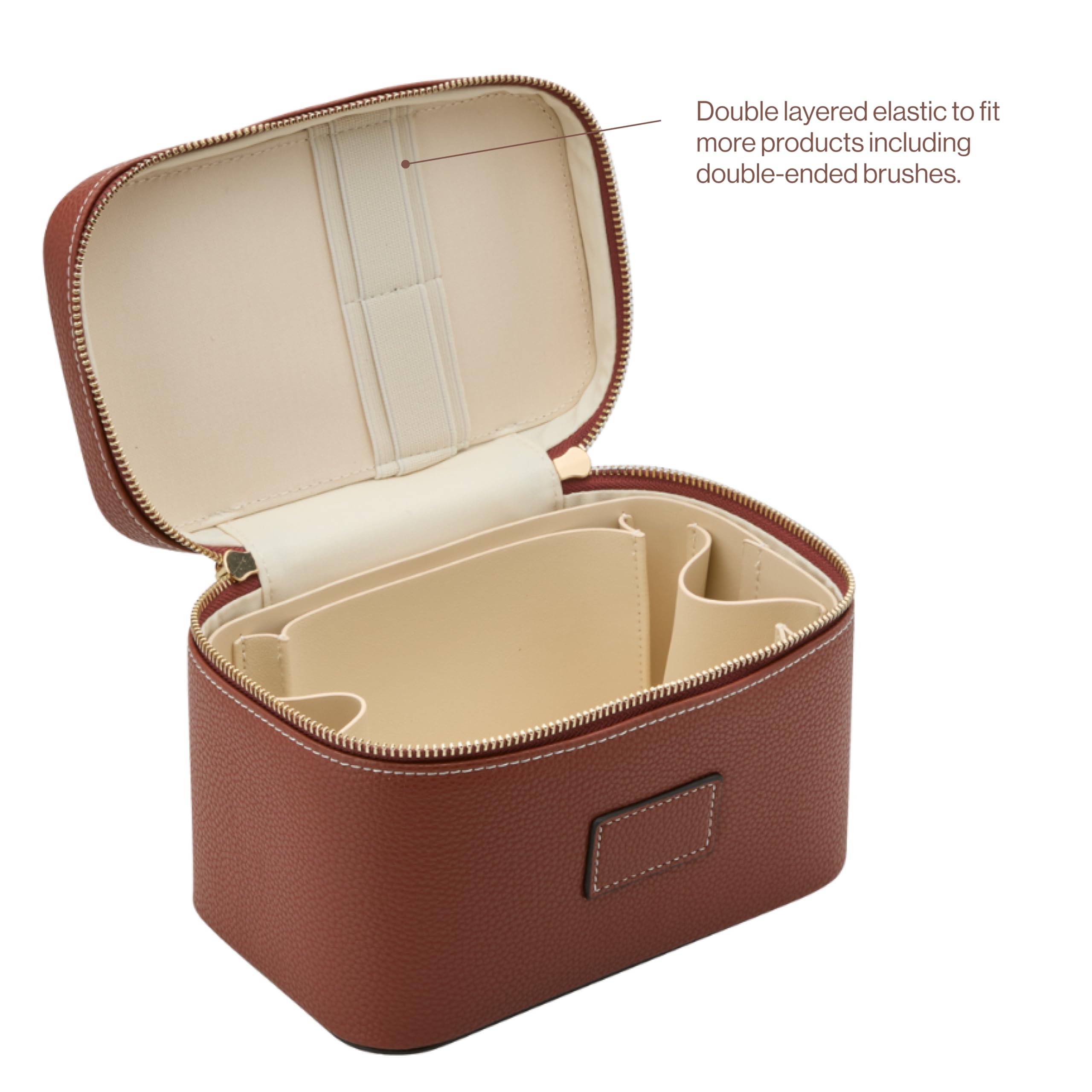 ETOILE Mini Vanity Case Ginger Brown design portable, étui pratique pour voyage.