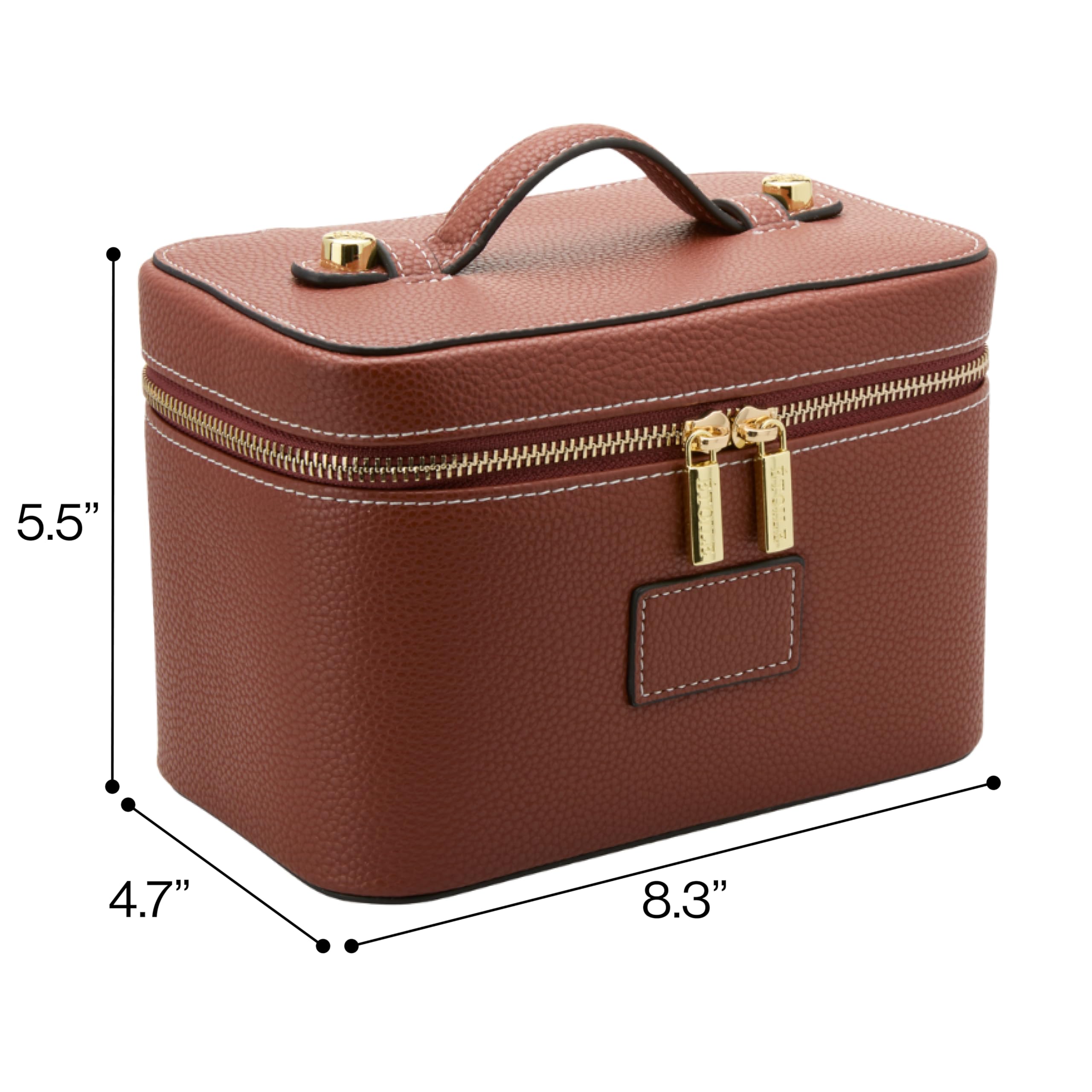 ETOILE Mini Vanity Case Ginger Brown détails métalliques dorés ou argentés ajoutant luxe.