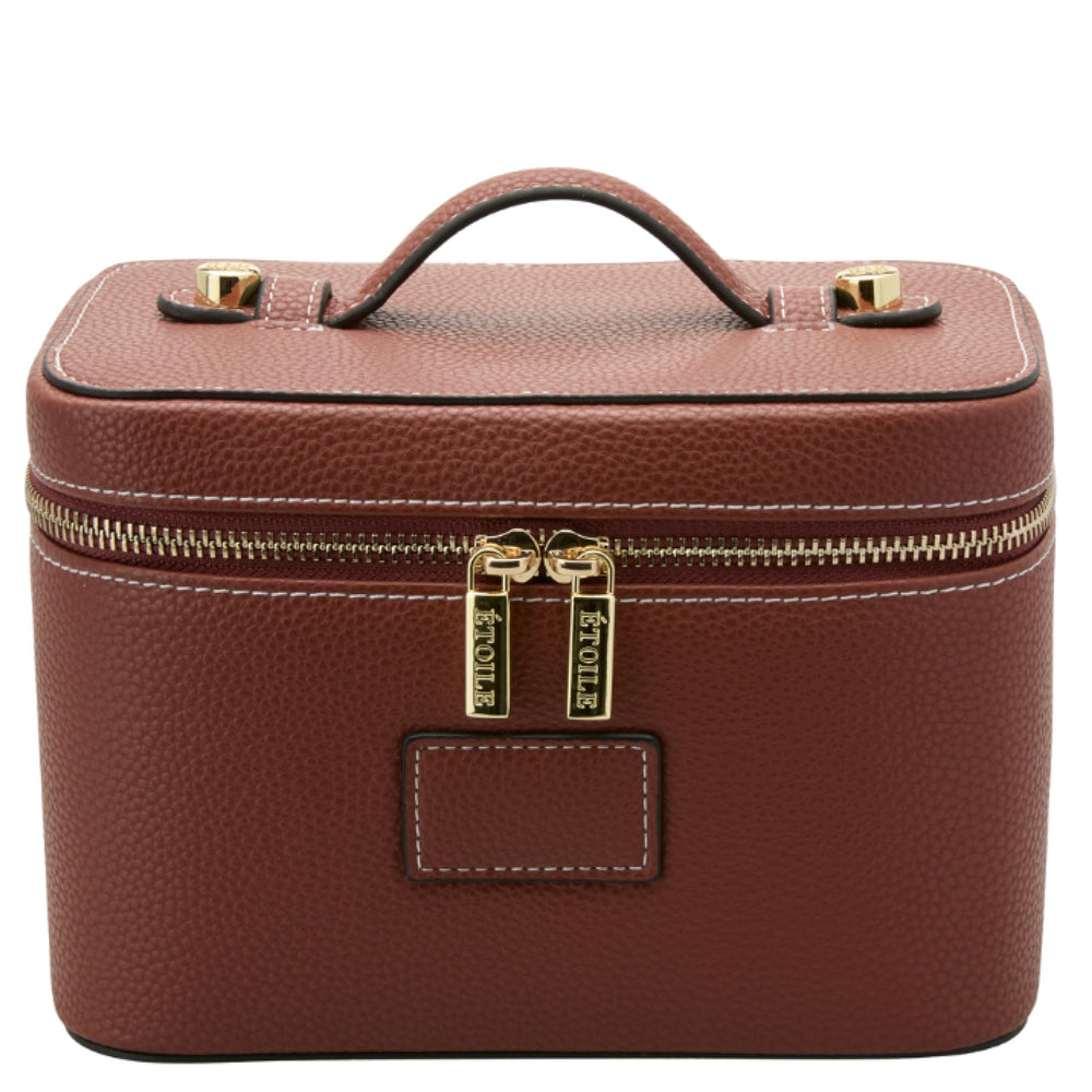 ETOILE Mini Vanity Case Ginger Brown extérieur élégant et compact pour voyager.