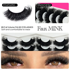 Etokdos cils faux mink dramatiques 25mm, regard œil-de-chat élégant.