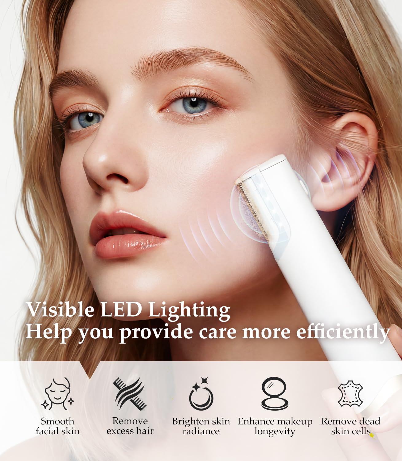 ETQFOTF Sonic Dermaplane exfoliation douce — peau rafraîchie après chaque passage.