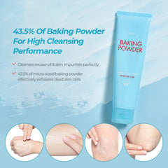 ETUDE Baking Powder Crunch Pore Scrub granules close-up shows micro particles for gentle exfoliation.