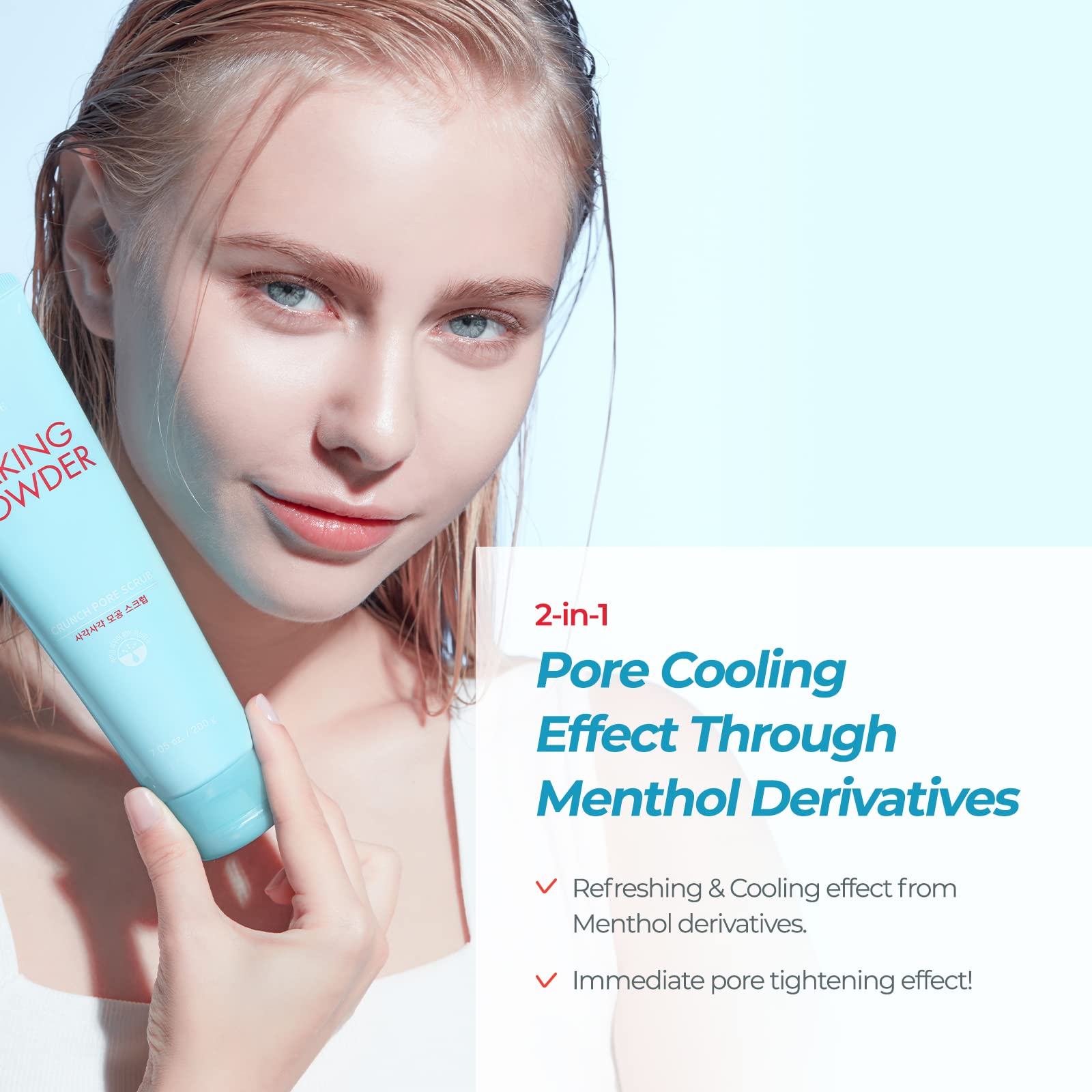 ETUDE Baking Powder Crunch Pore Scrub textured granules enhance skin smoothness.