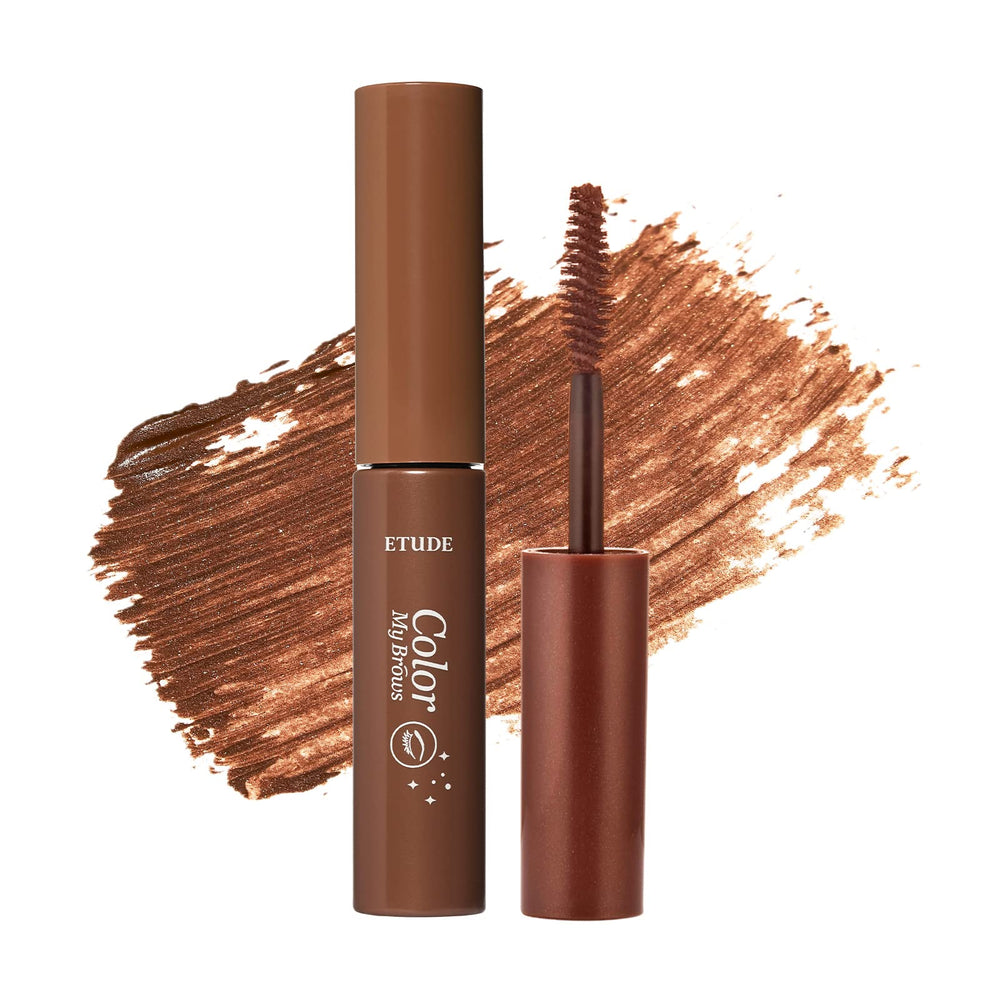 ETUDE Color My Brows applique la teinte rouge-brun sur les sourcils pour un effet défini