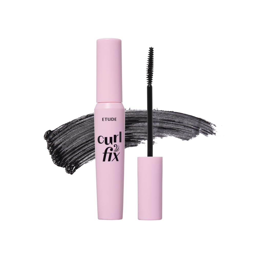ETUDE Curl Fix Mascara – brosse carrée pour une courbure précise et sans paquets.