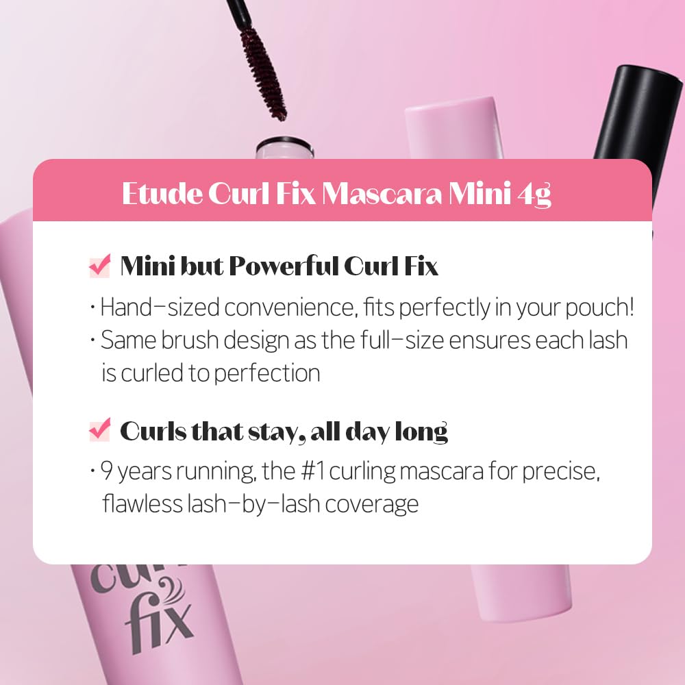 ETUDE Curl Fix Mascara Mini — tenue longue durée toute la journée.