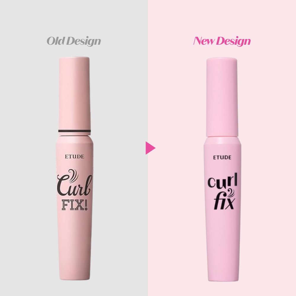ETUDE Curl Fix Mascara wand with square-edge brush for precise curling.
