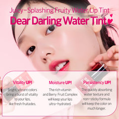 ETUDE Dear Darling Water Tint Grenade Ade application lèvres légère et fluide.