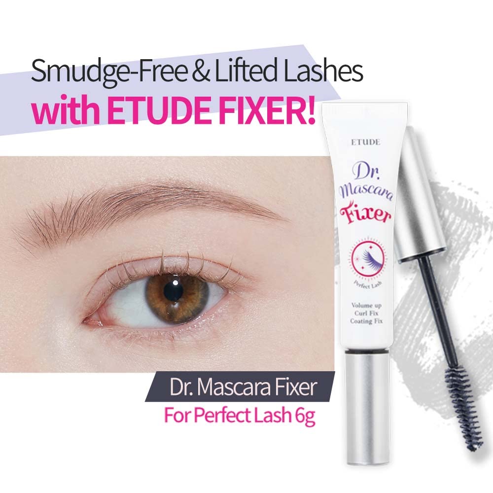 ETUDE Dr. Mascara Fixer teinte claire – fixation légère avant mascara.