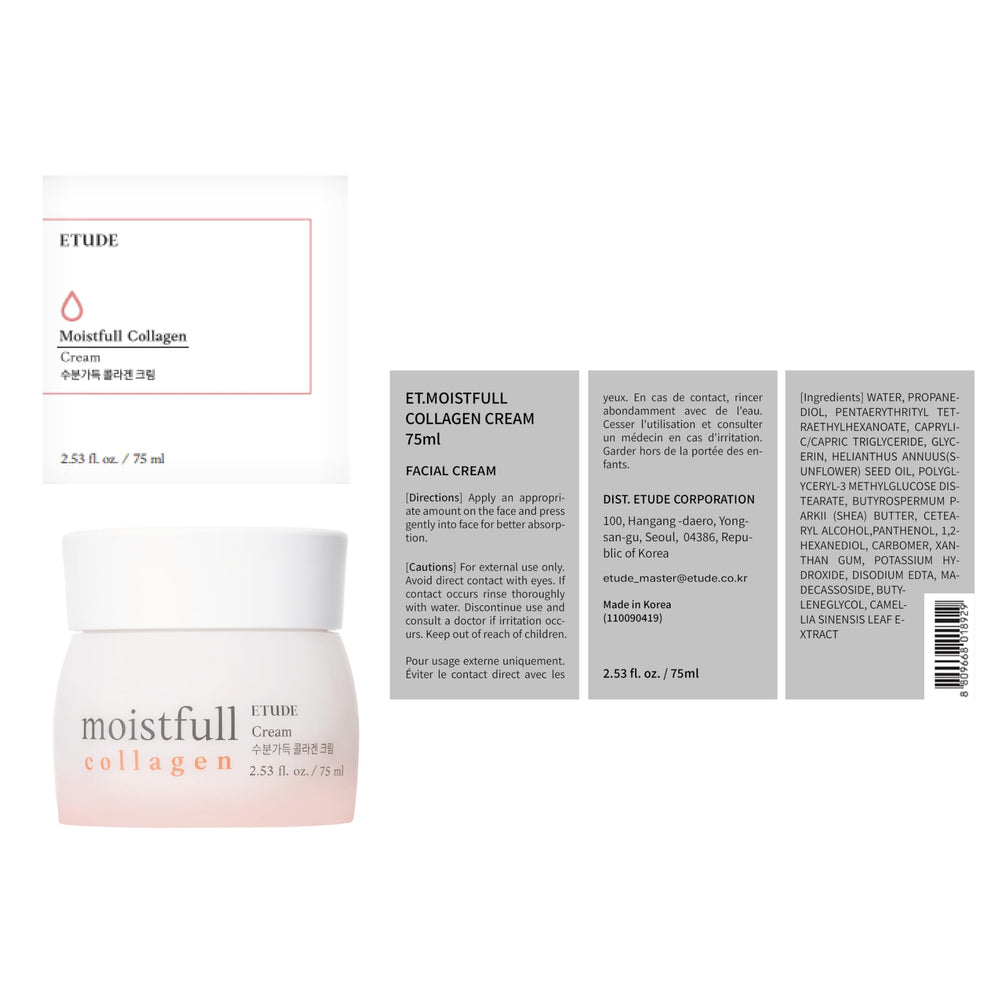 ETUDE Moistfull Collagen Crème – flacon-pompe pratique et hygiénique.