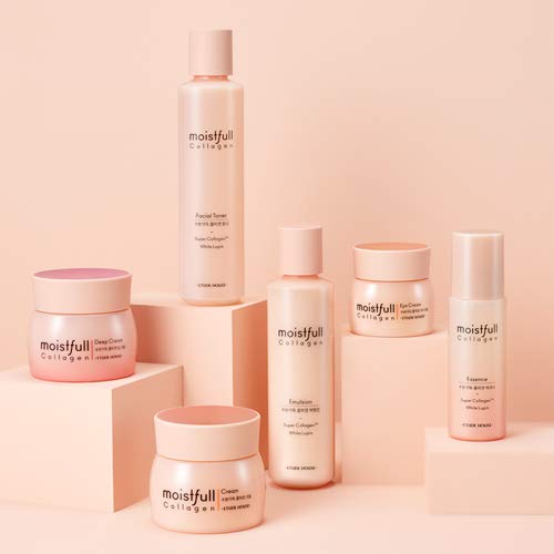 Application sur le visage de l'ETUDE Moistfull Collagen Essence pour une peau douce.