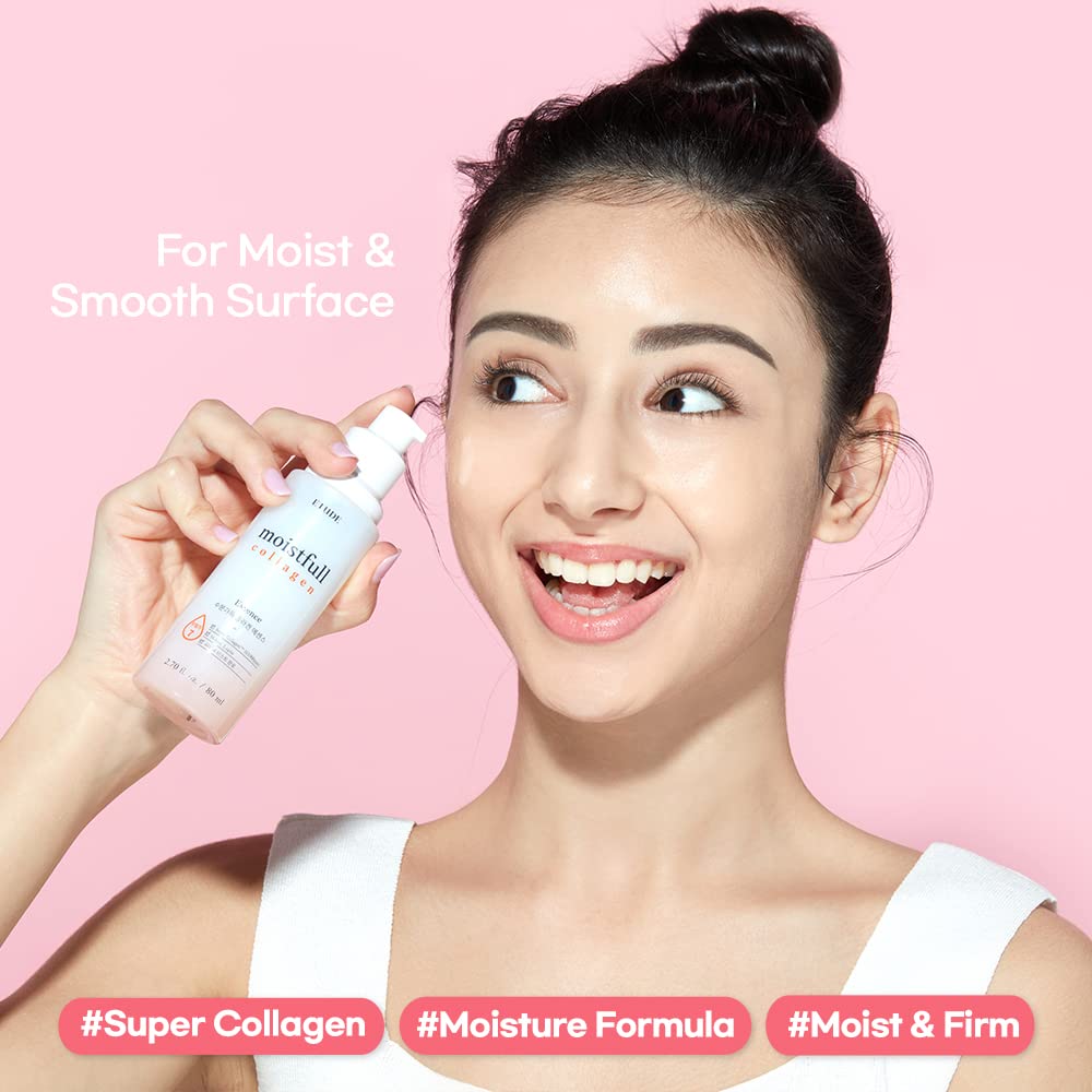 Texture crèmeuse de l'ETUDE Moistfull Collagen Essence pour absorption rapide.