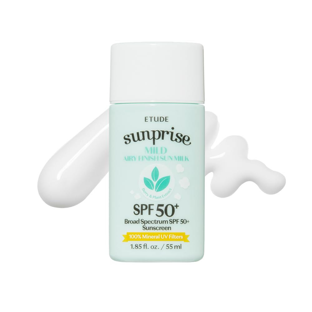 ETUDE Sunprise Mild Sun Milk bottle offering mineral-based sun protection.