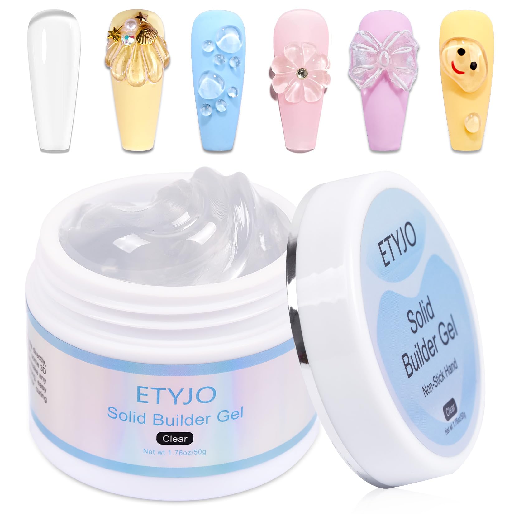ETyJO Gel Solide Pour Ongles – bouteille facile à manipuler pour l’application.