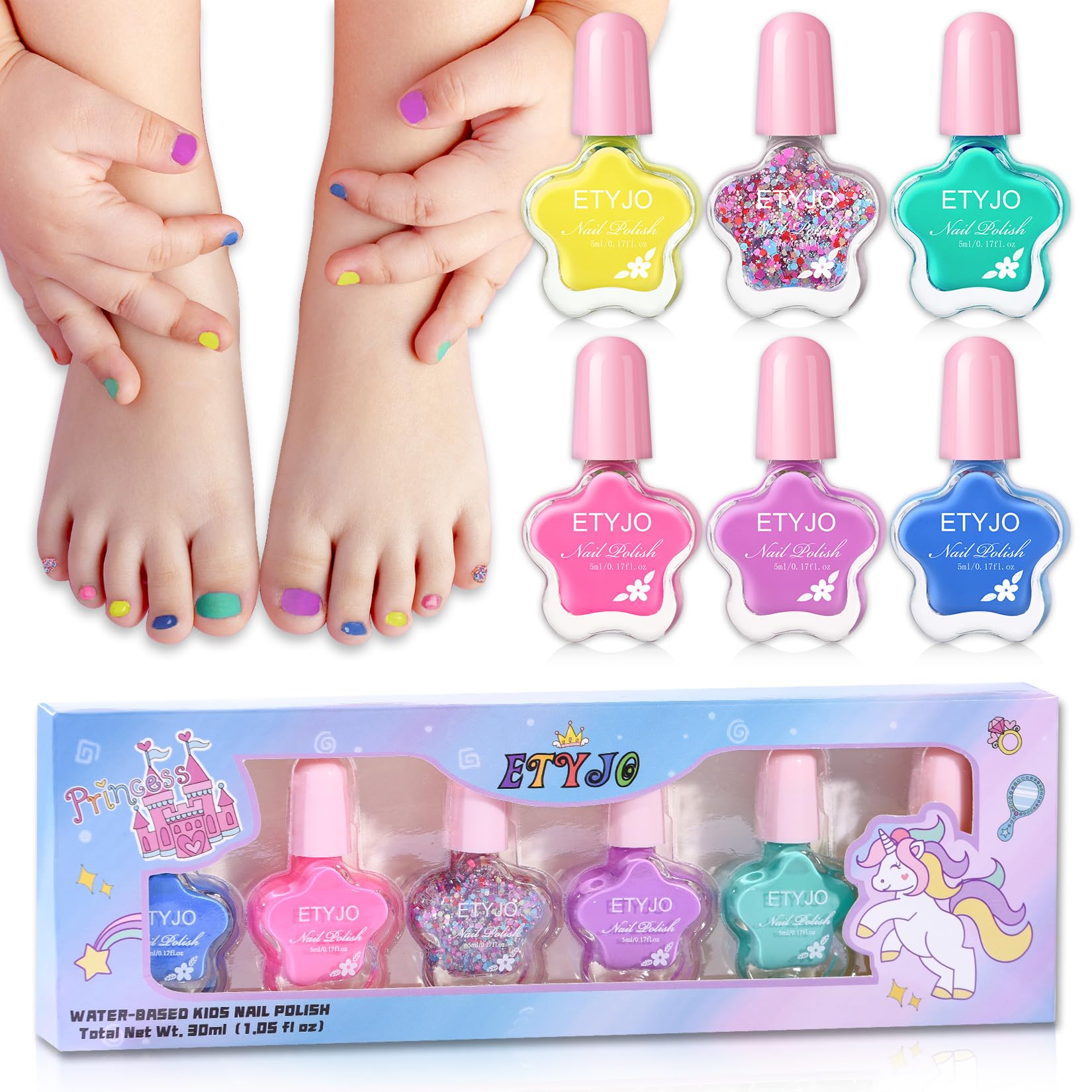 ETYJO Kids vernis arc-en-ciel pour enfants, couleur vive, usage sûr pour les petites mains.