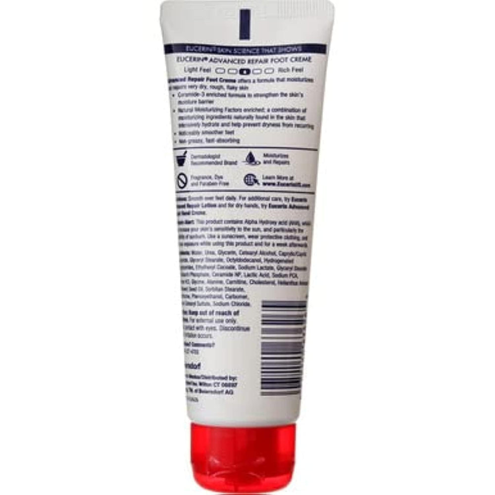 Crème sans parfum Eucerin Advanced Repair adaptée aux peaux sensibles.