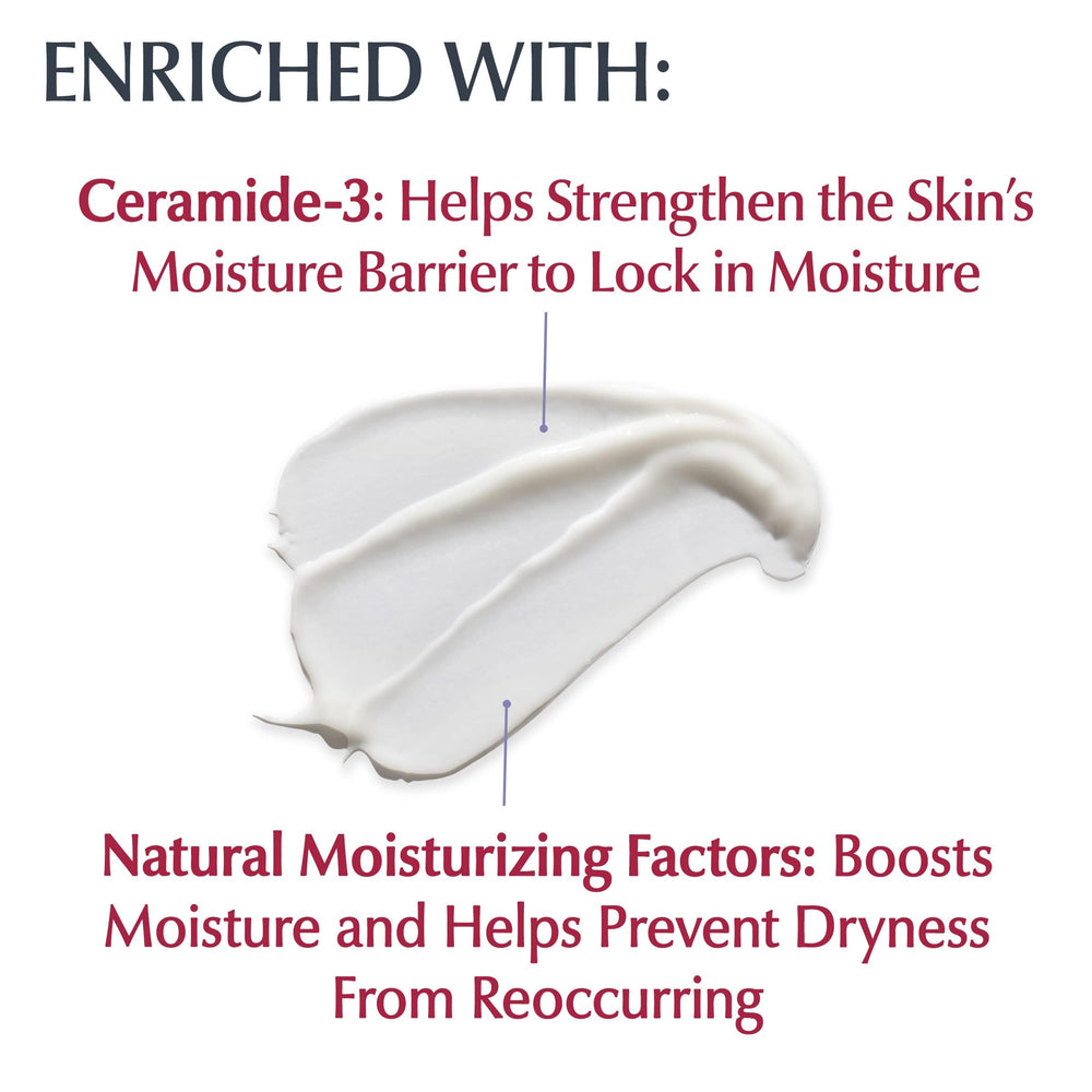 Arm application of Eucerin Advanced Repair Scented Night Lotion illustrating light absorption and hydration.
