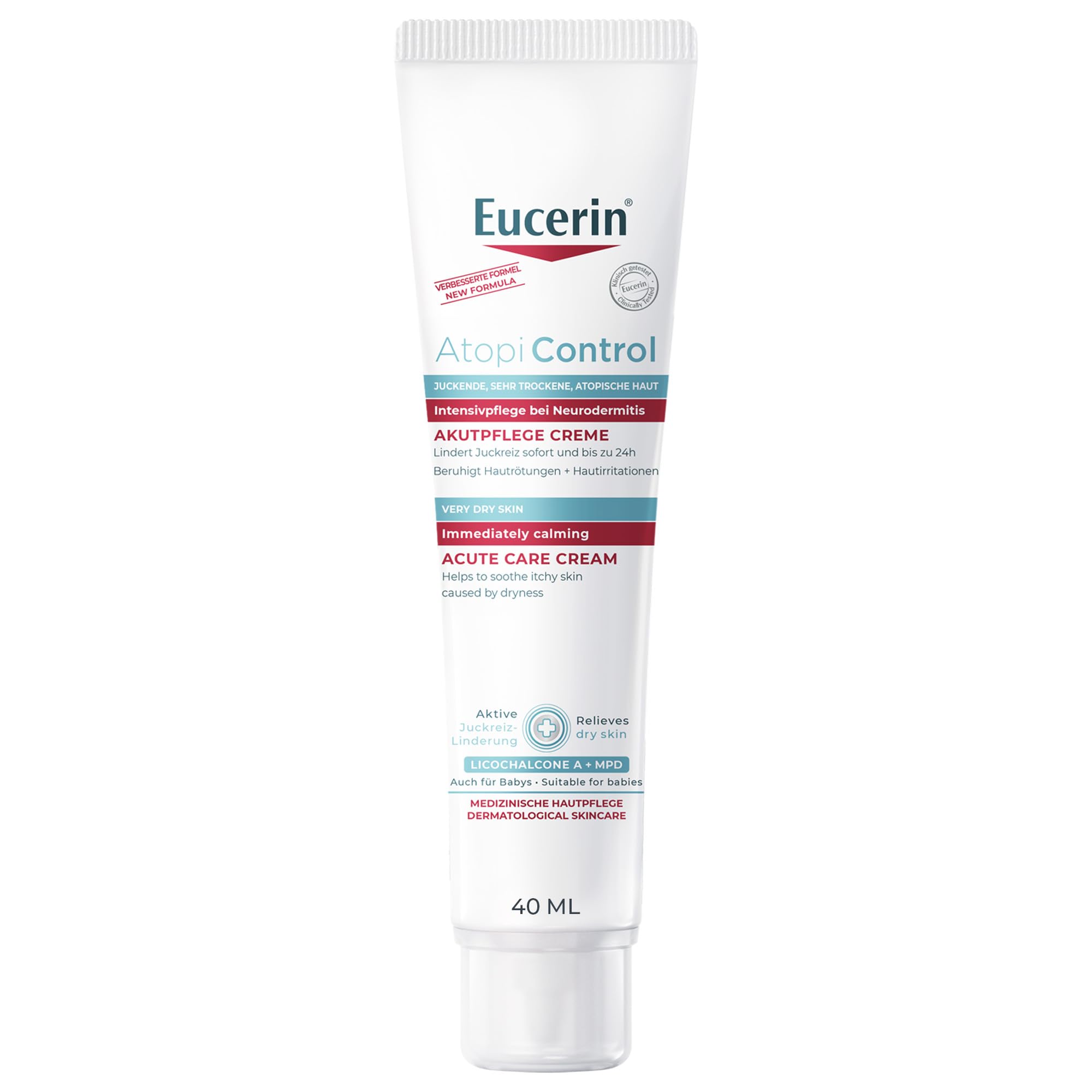 Bouteille 40 ml Eucerin AtopiControl prête à apaiser la peau sensible