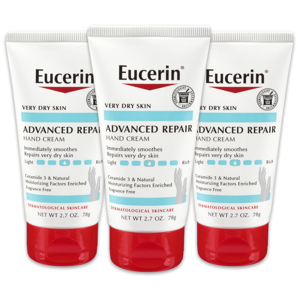 Crème mains Eucerin Advanced Repair, tube 2,7 oz, absorption rapide.