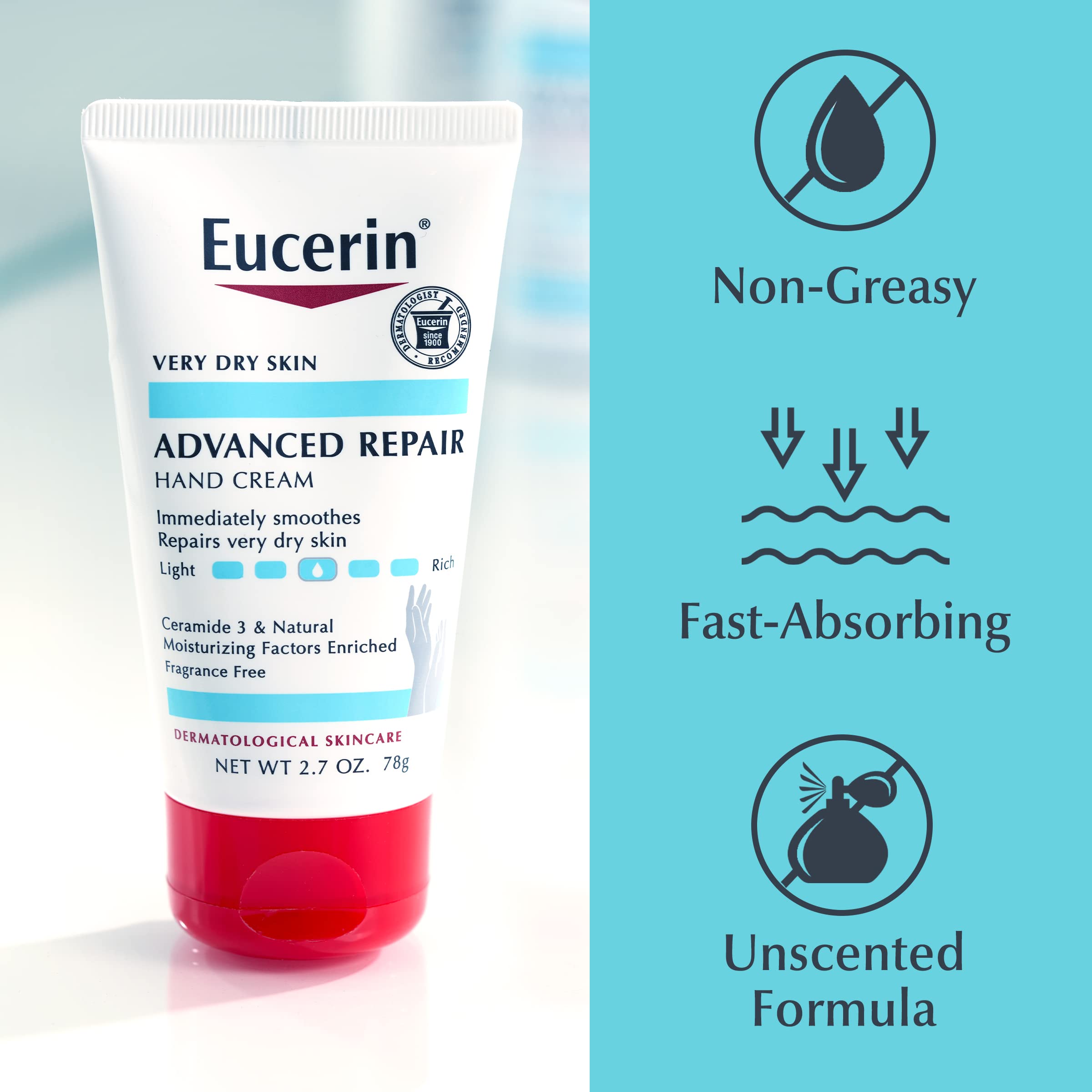 Format voyage pratique de la crème mains Eucerin.