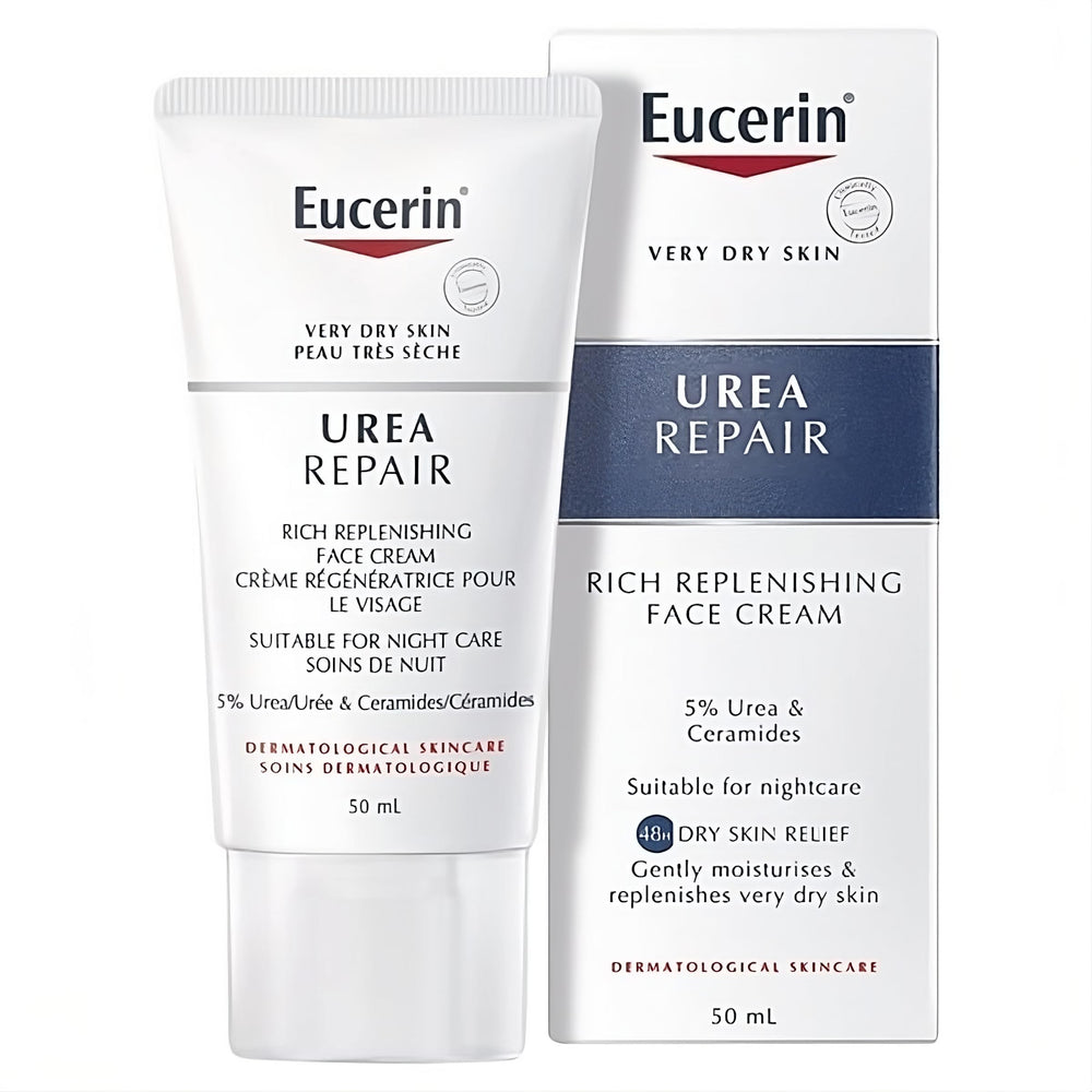Crème visage réconfortante Eucerin - flacon 50 ml sans parfum, hydratation durable.