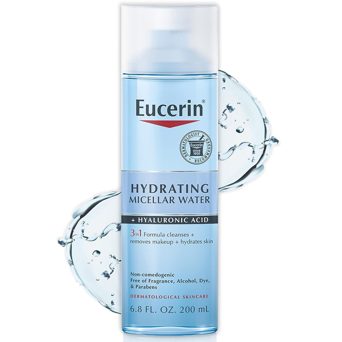 Bouteille Eucerin eau micellaire hydratante 3-en-1, routine quotidienne sans rinçage