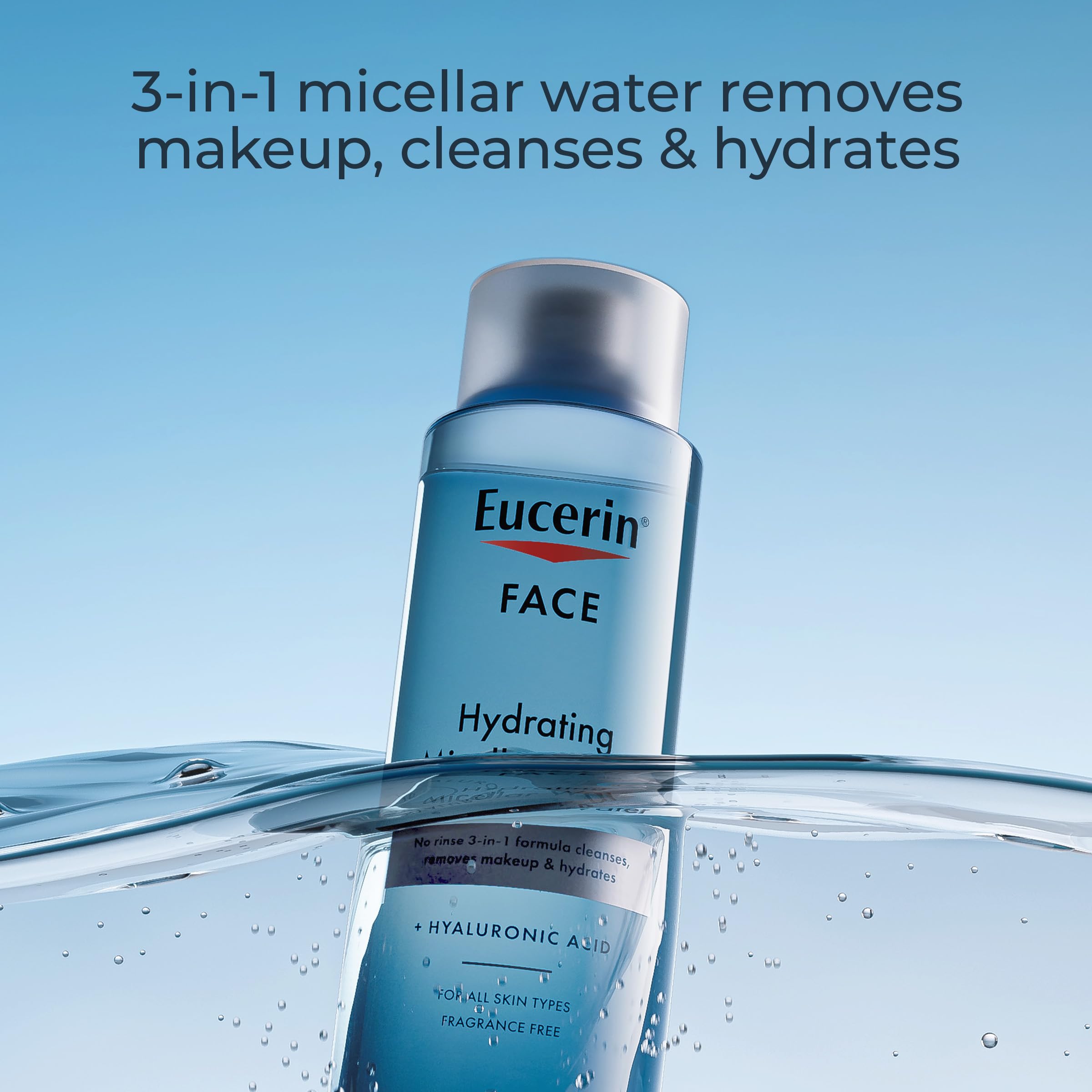Eucerin produit avec acide hyaluronique offre une hydratation légère lors du démaquillage.