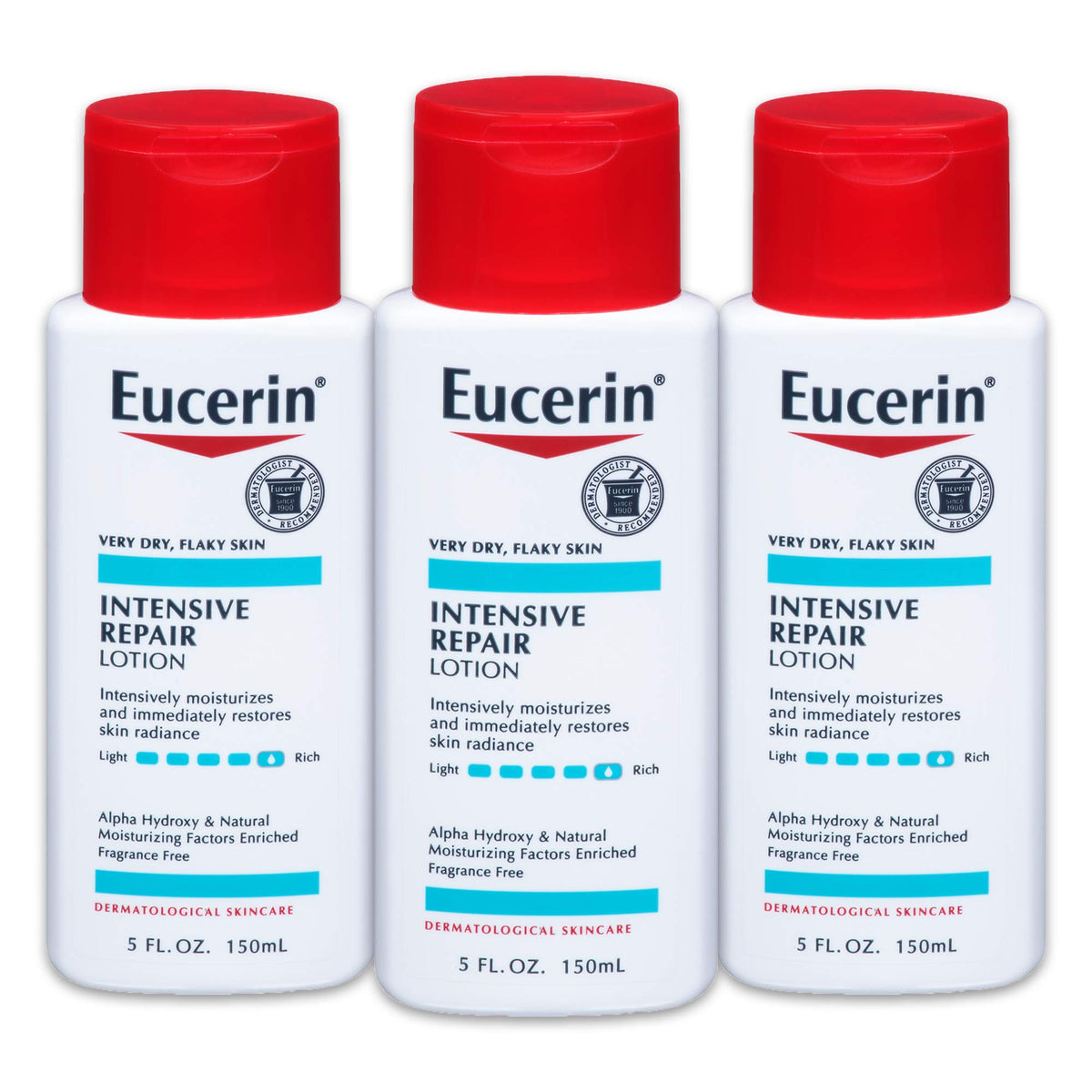 Eucerin Intensive Repair – bouteille 5 oz, hydratation 24h pour peau sèche.