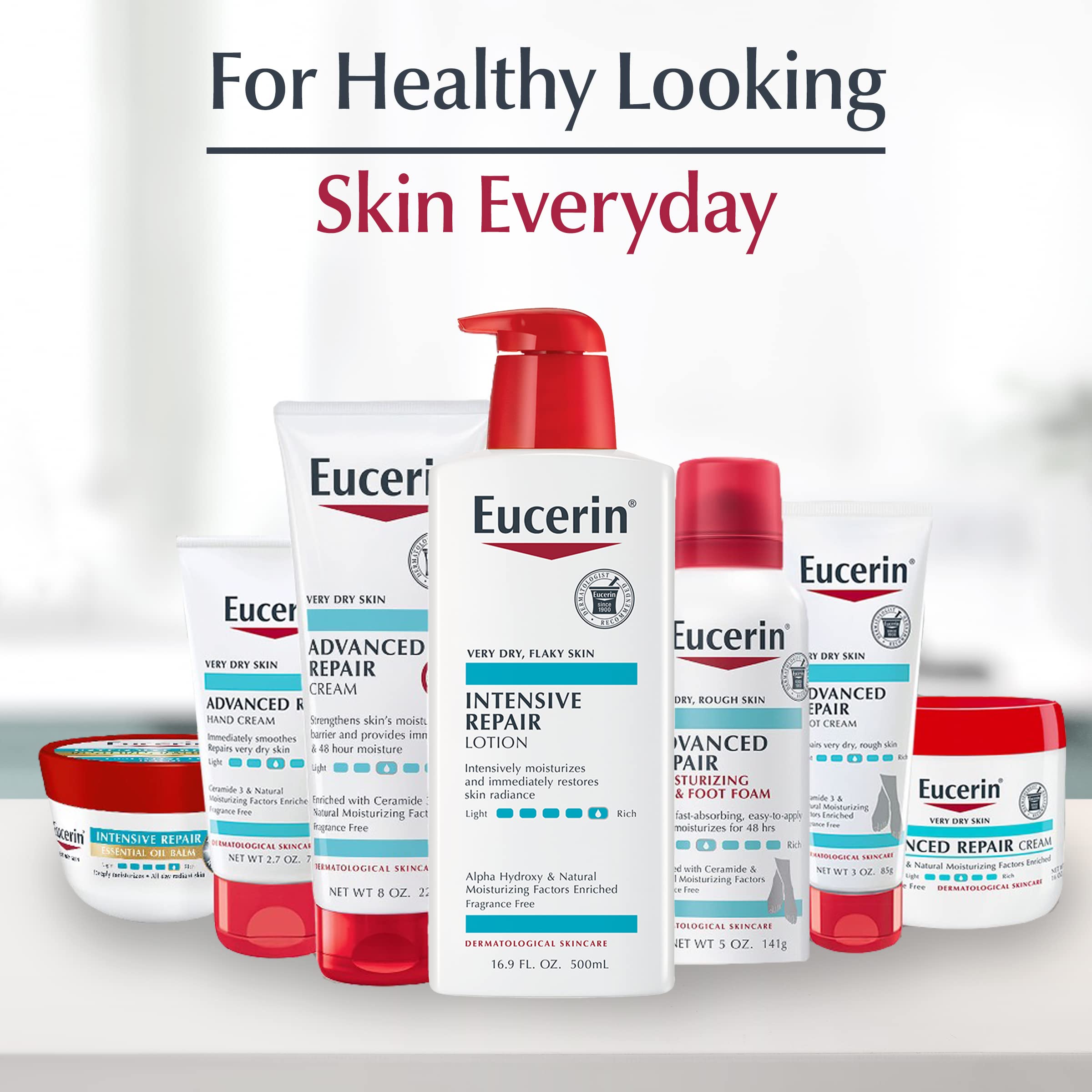 Eucerin Intensive Repair – usage quotidien sur le corps pour hydratation durable.